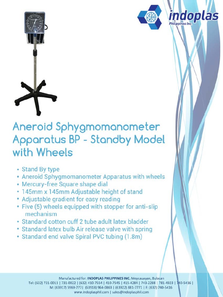 Aneroid Sphygmomanometer Apparatus BP Standby Model With Wheels