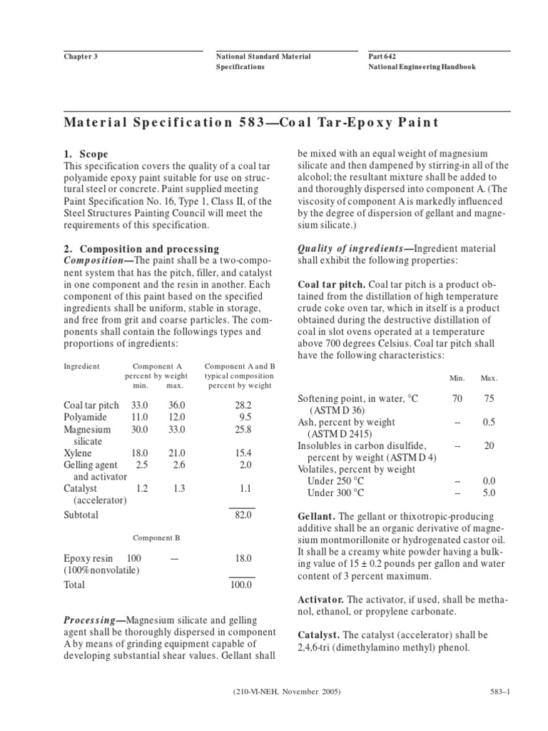 Material Specification 583Coal TarEpoxy Paint 1. Scope PDF Paint Epoxy