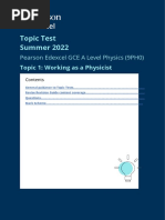 GCE Physics Topic Test 1