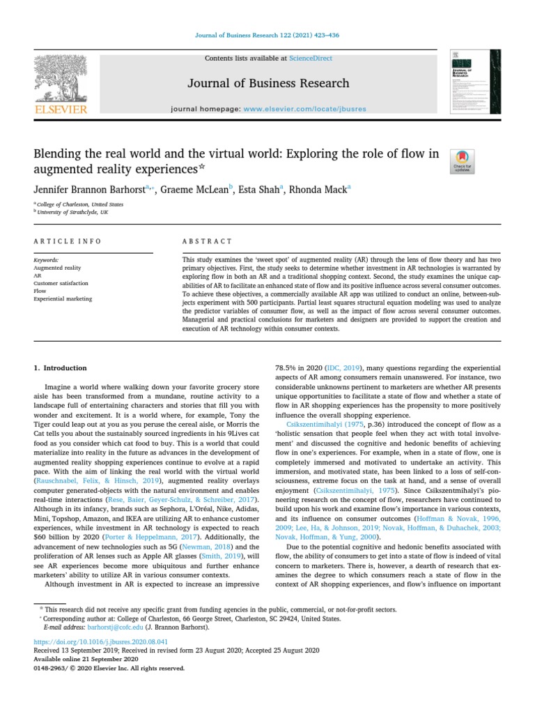Augmented Reality Pdf Augmented Reality Flow Psychology