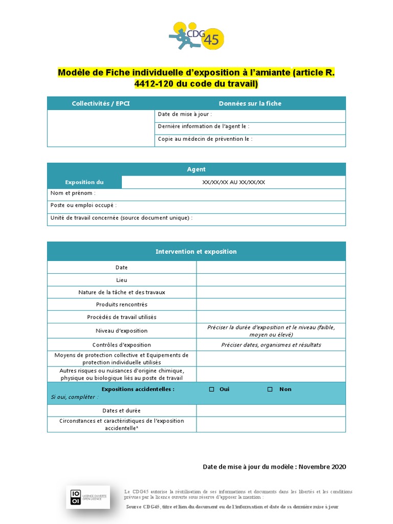 2020-Modele_Fiche_Exposition_Amiante_CDG45.v2 | PDF