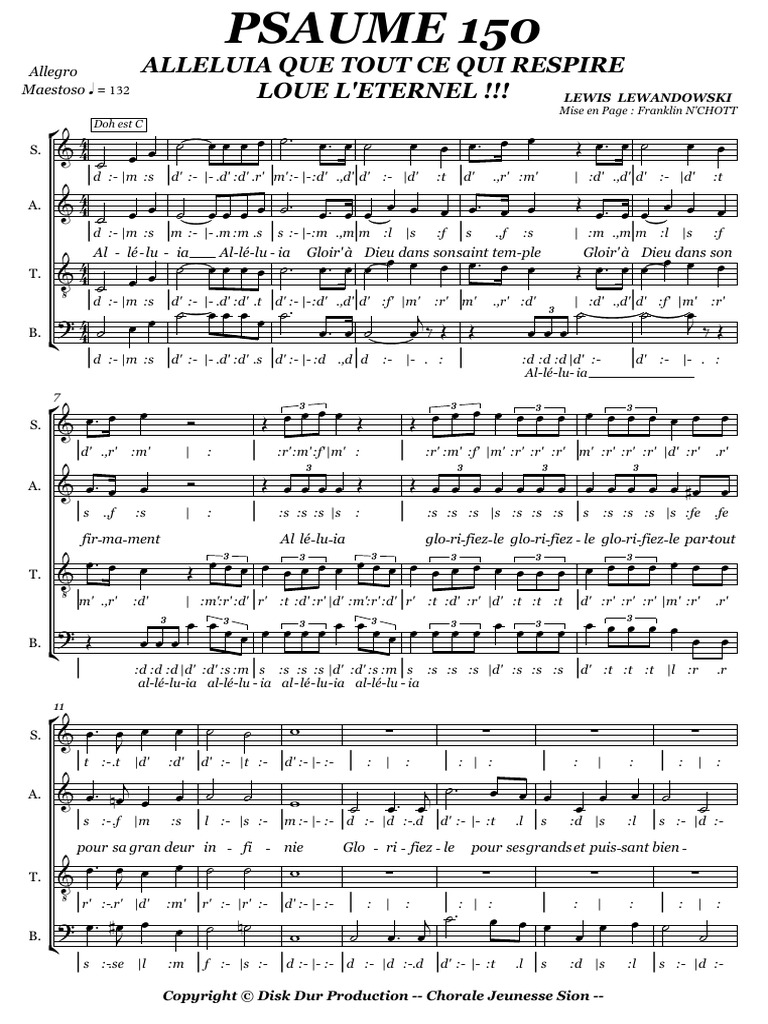PSAUME 150 Partition Complète PDF