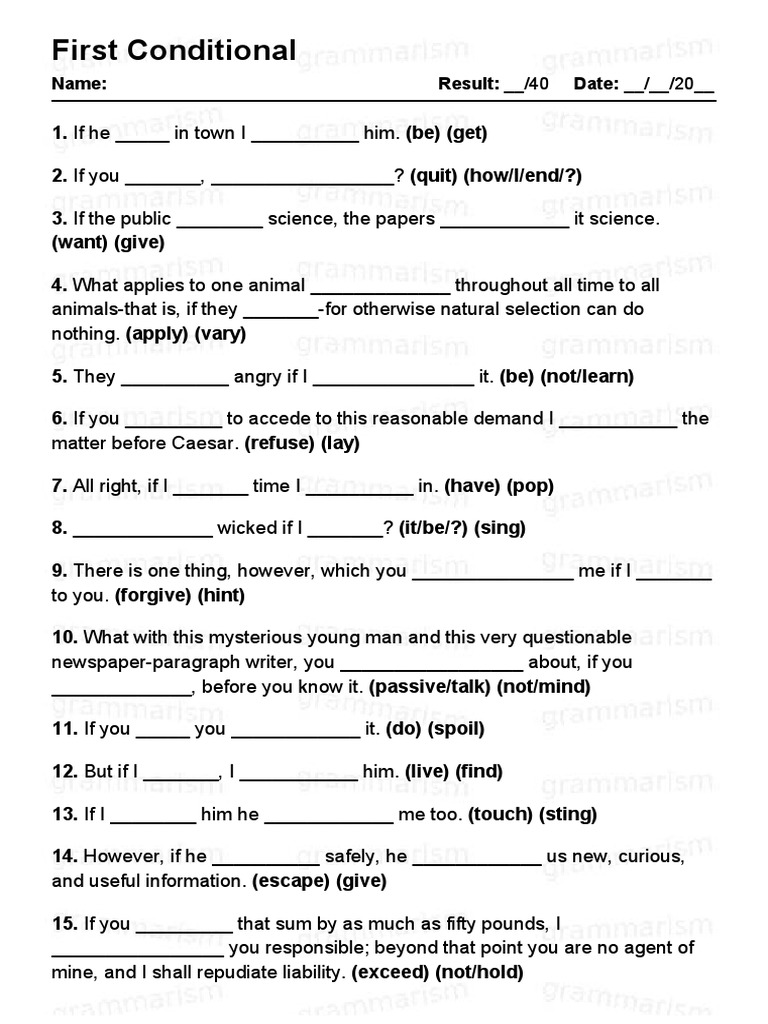 First Conditional Exercises Worksheet | PDF | Language Arts & Discipline