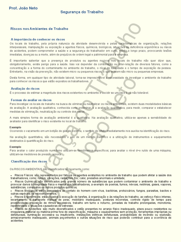 Avaliação de Riscos no Trabalho | PDF | Ambiente natural | Calor