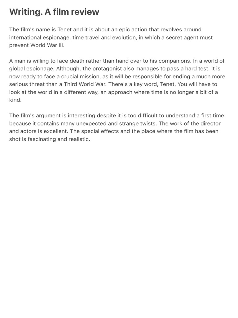 Writing. A Film Review PDF