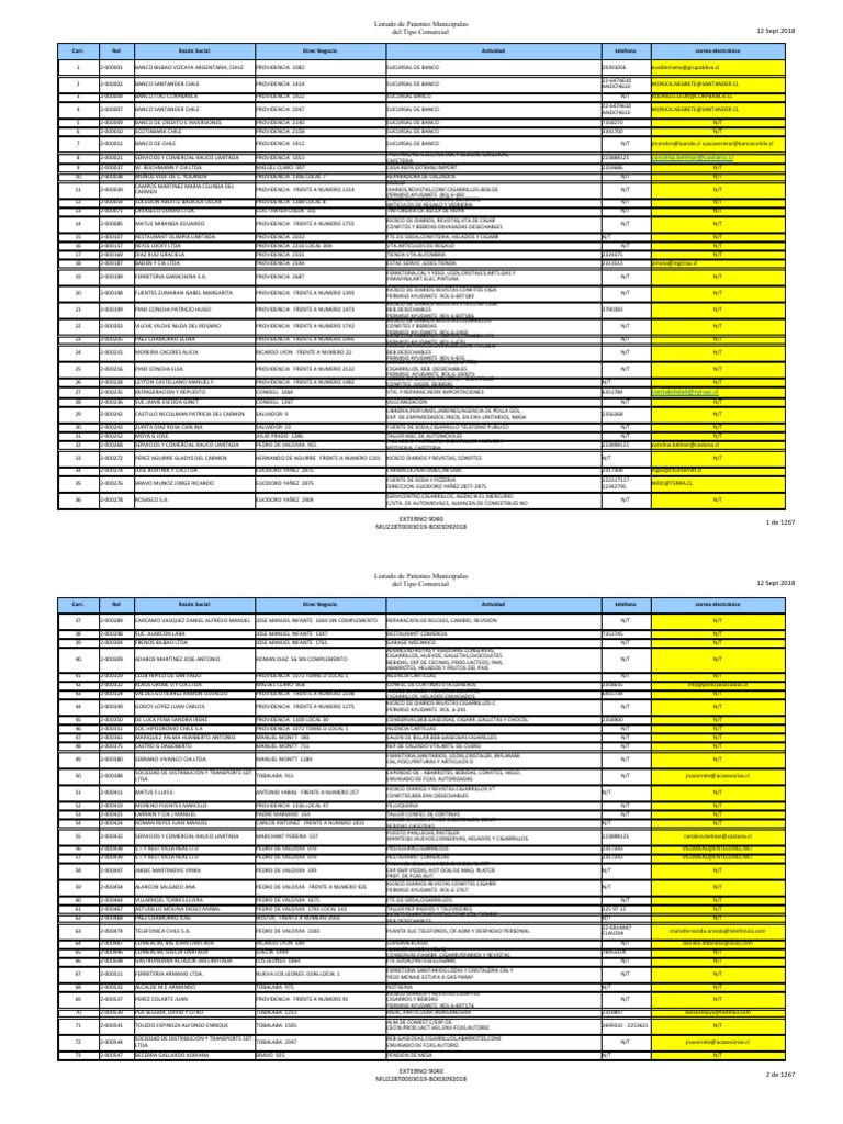 Base Providencia | PDF | Chile | Bancos