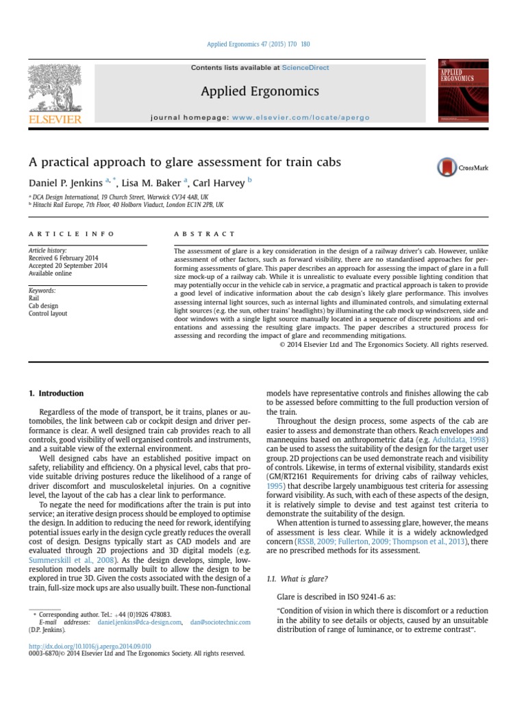 A practical approach to glare assessment for train cabs | PDF