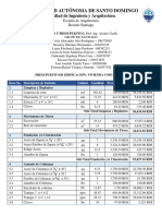 Presupuesto de Vivienda, Costo y Presupuesto, Grupo Santiago