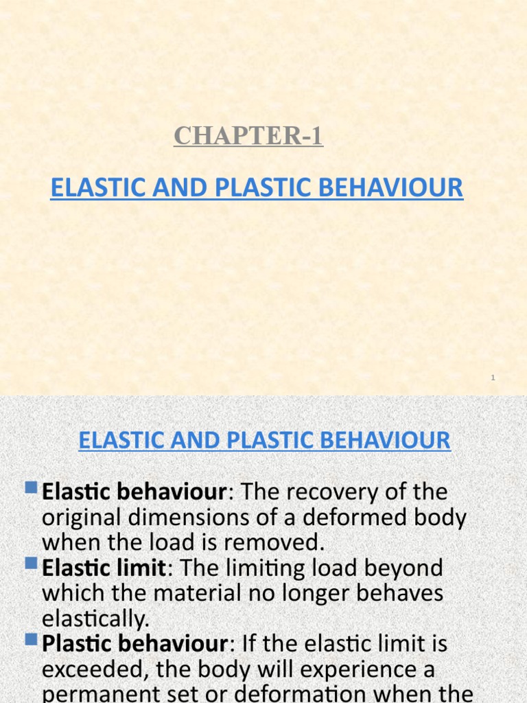 Elastic and Plastic Behaviour PDF Plasticity (Physics