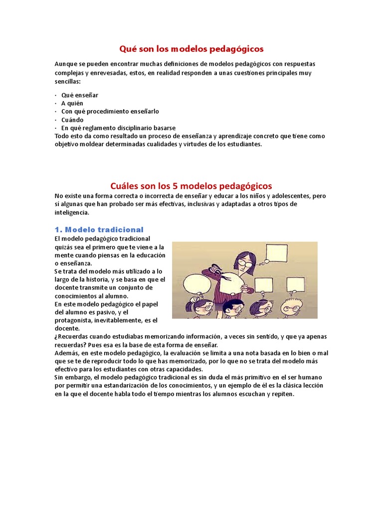 Qué Son Los Modelos Pedagógicos | Descargar gratis PDF | Aprendizaje ...