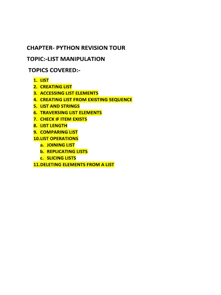 List complete notes pdf