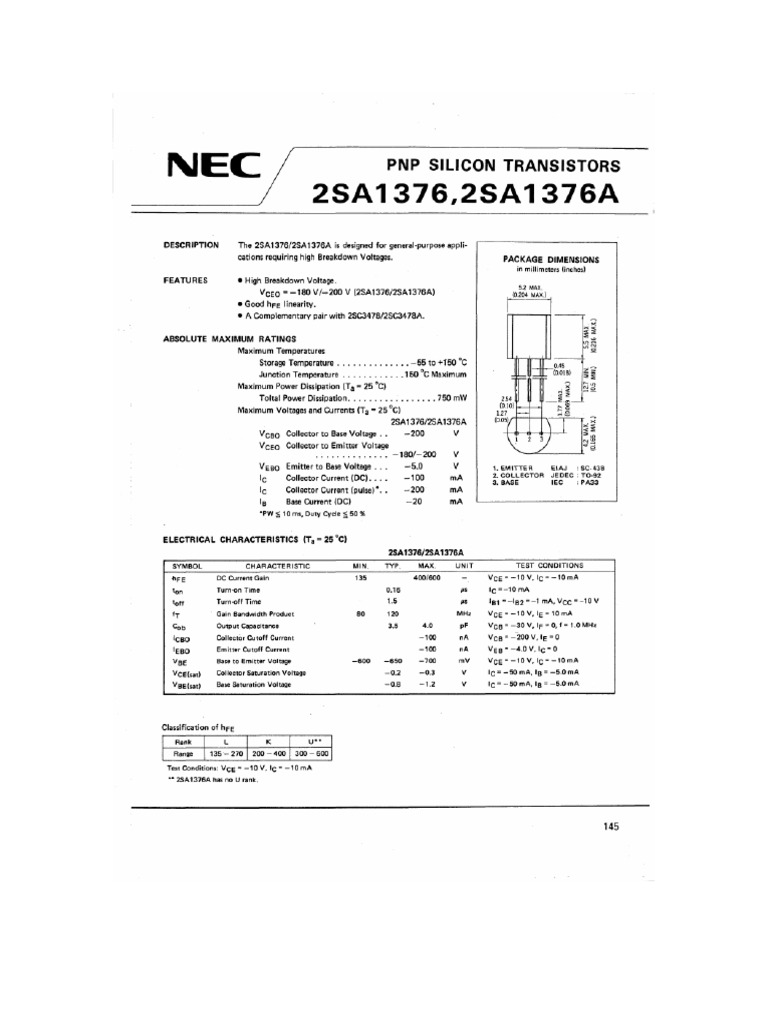 2sa1376 Datasheet | PDF