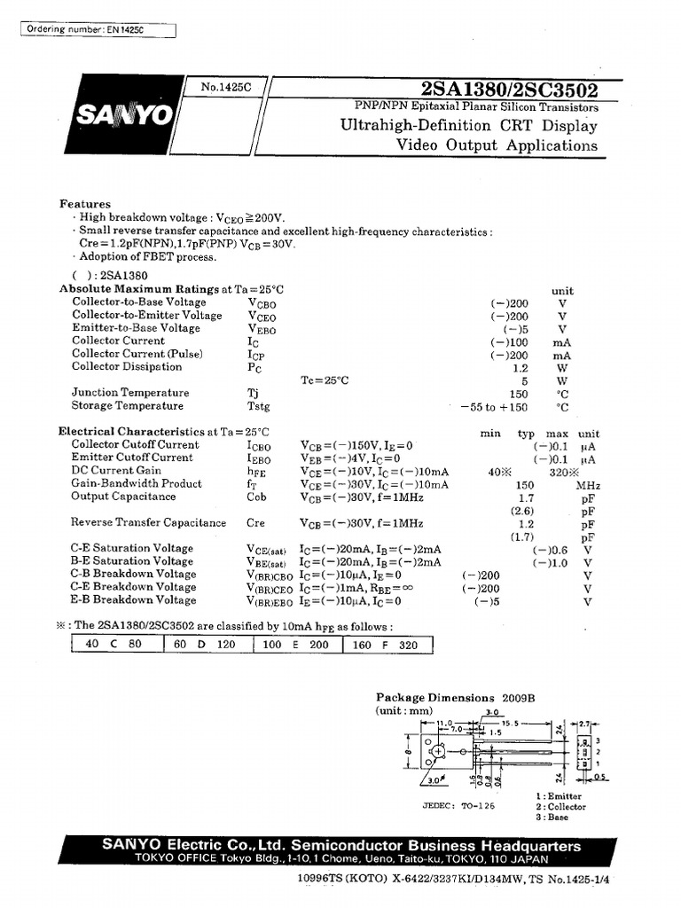 2sa1380 Datasheet | PDF