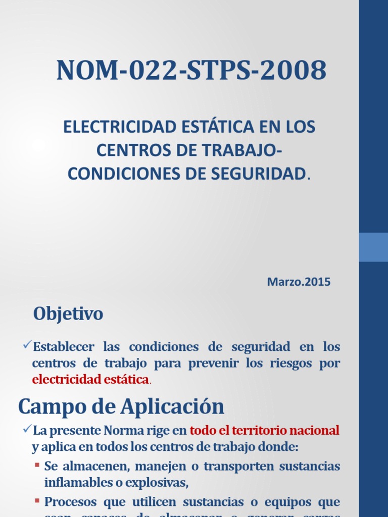Norma 022 STPS: Seguridad Electricidad Estática | PDF | Electricidad ...