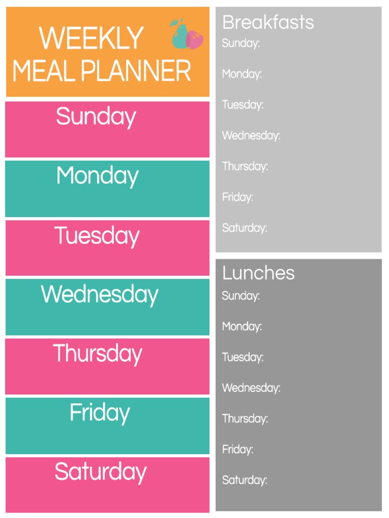 Weekly Meal Planner Template | PDF