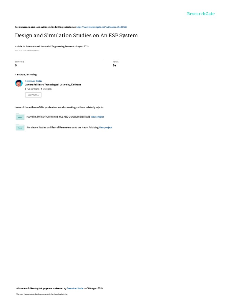 Design and Simulation Studies On An Esp System IJERTV10IS080182 ...