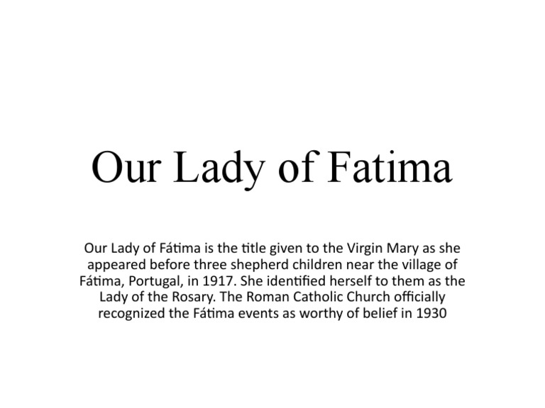 Our Lady Of Fatima History Pdf