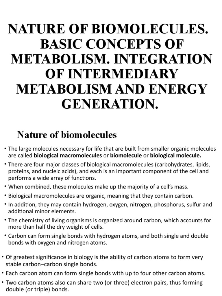 Biomolecules and Metabolism Overview | PDF | Metabolism | Metabolic Pathway