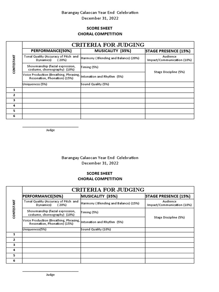 Criteria for Judging PDF
