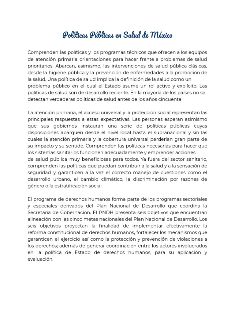 Políticas de Salud y Hambre en México | PDF | Salud pública | Hambre
