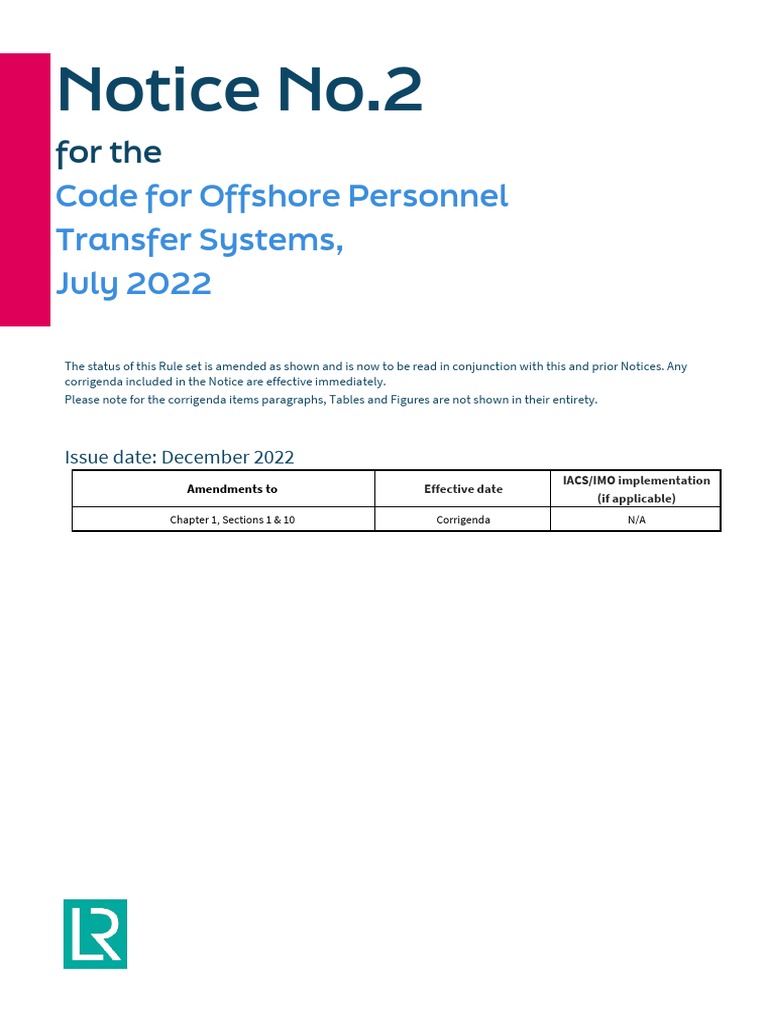 Offshore Personnel Transfer Systems Code | PDF | Risk | Risk Assessment