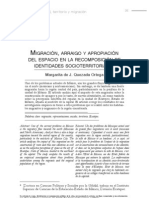 Arraigo y Desarraigo y Apropiación Simbólica Del Territorio