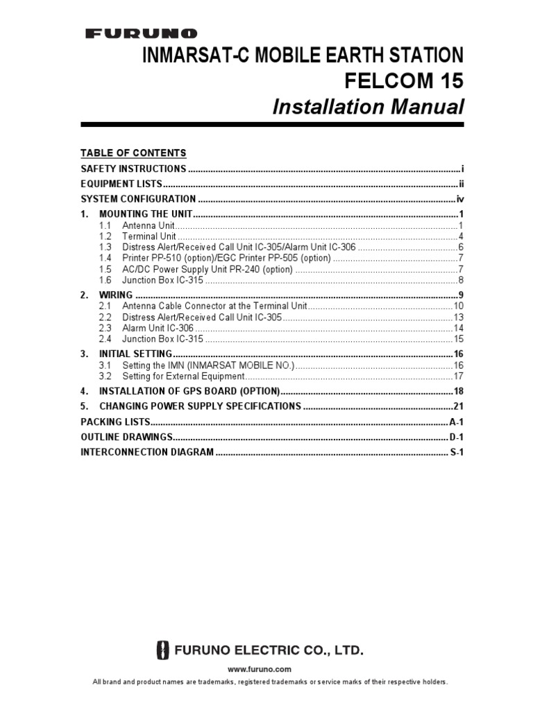 Inmarsat-C Felcom 15 Installation Guide | PDF | Electrical Wiring ...