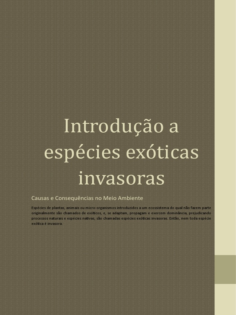 Introdução A Espécies Exóticas Invasoras | PDF | Espécies invasoras ...