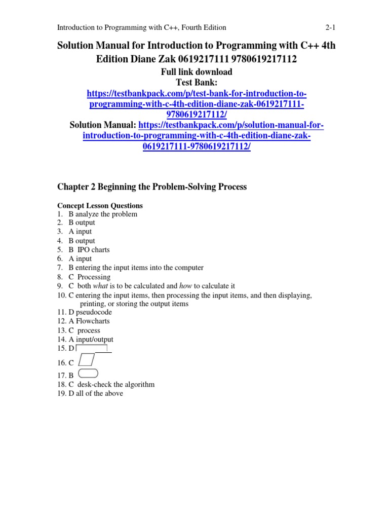 Solution Manual For Introduction To Programming With C 4th Edition ...
