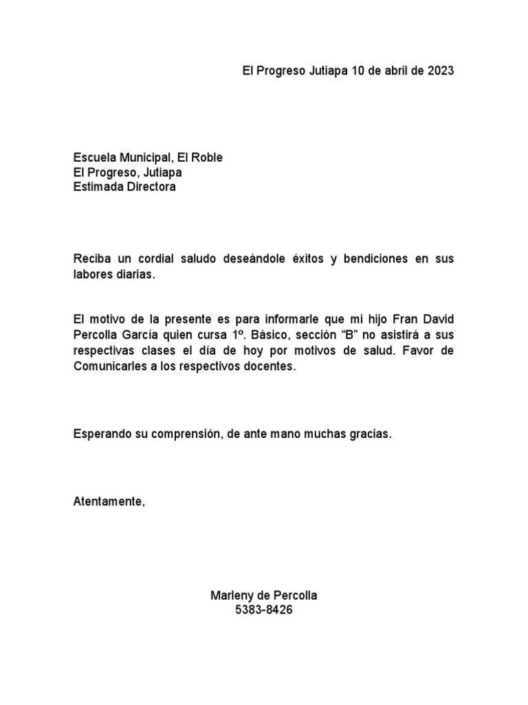 Carta de Permiso Estudiante  PDF