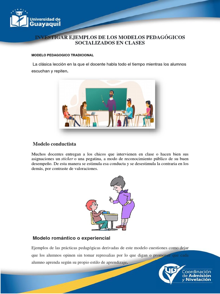 Ejemplos de Modelos Pedagógicos en Clase | PDF | Crecimiento personal y ...