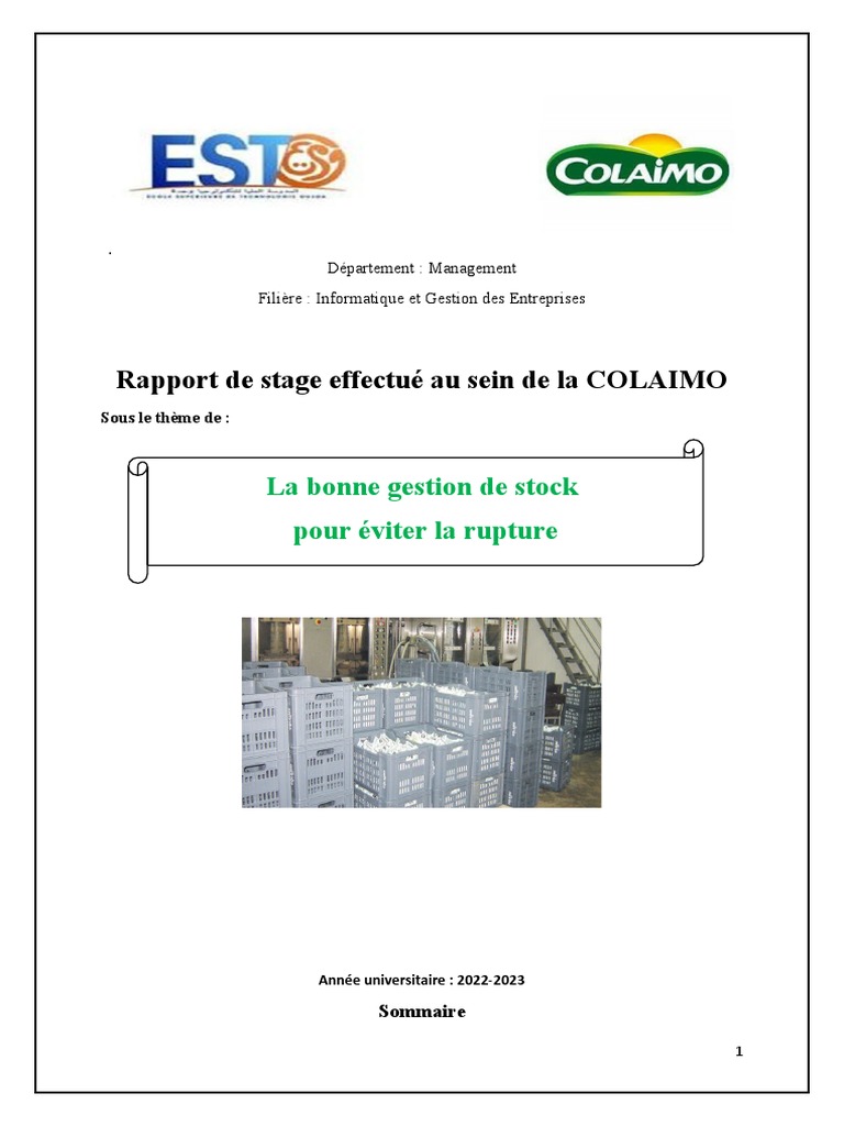 Rapport de Stage Colaimo | PDF | Inventaire | Logistique