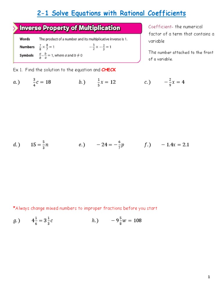 Solving One-Variable Equations Guide | PDF | Equations | Mathematical ...