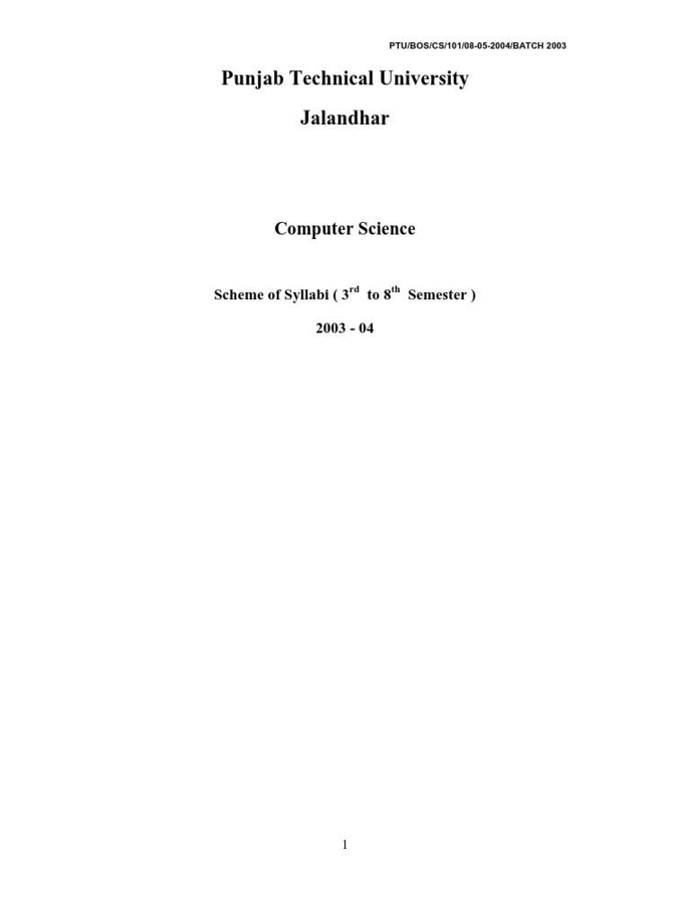PTU Computer Science Syllabi 2003-04 | PDF | Relational Database ...