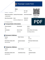 Passenger Locator Form: Personal Information