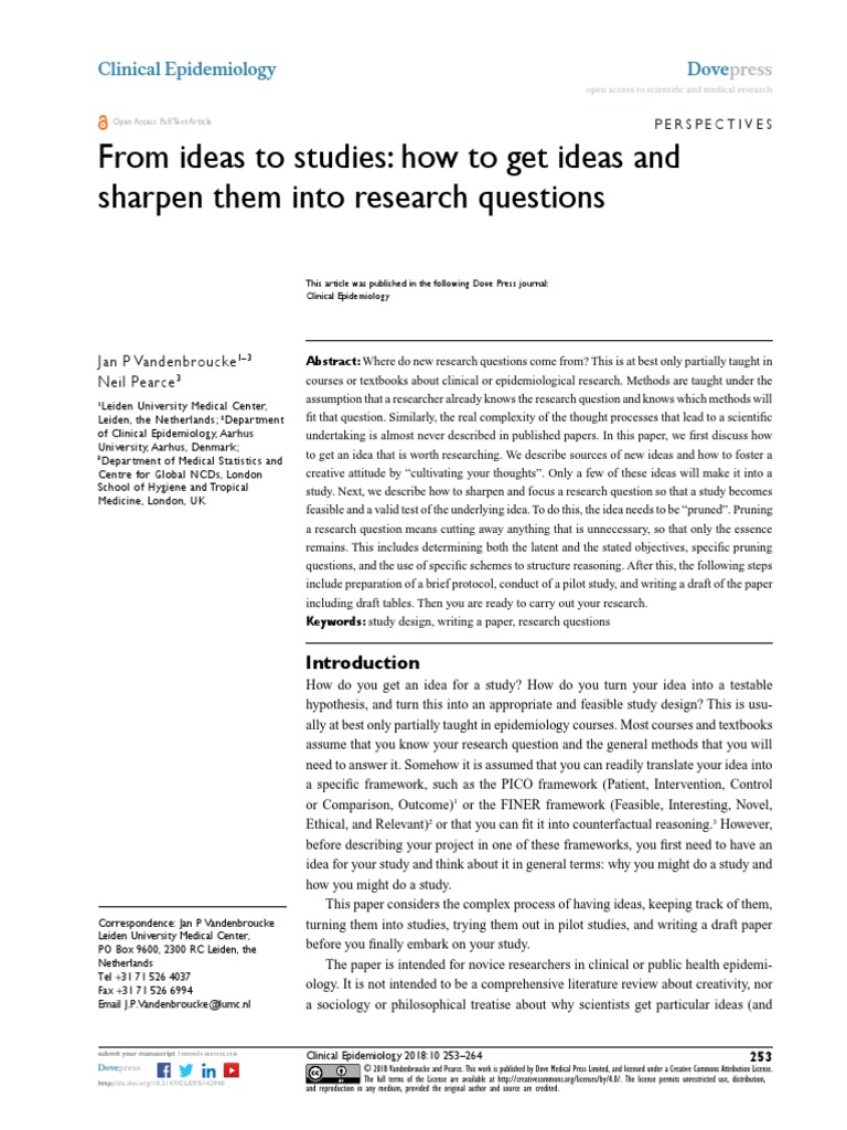 Sharpening Research Ideas into Questions | PDF | Randomized Controlled ...