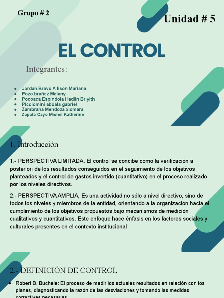 Elementos y Tipos de Control Administrativo | PDF | Planificación ...