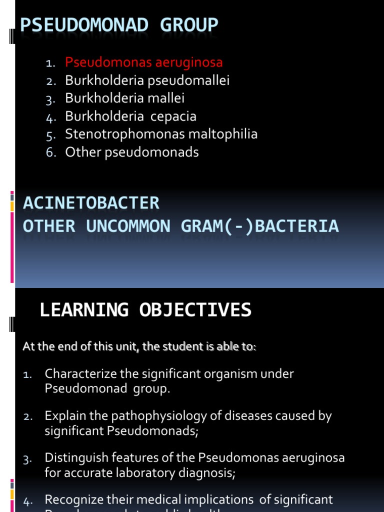 Pseudomonad Group Overview and Diagnosis | PDF | Pseudomonas ...