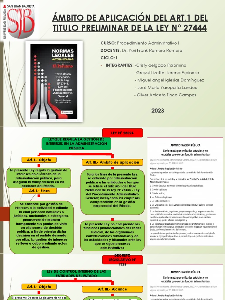 TRABAJO GRUPO 4- ÁMBITO DE APLIACIÓN LEY 27444 | PDF