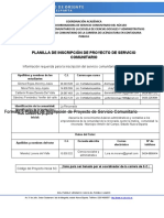 Formato 5 Plantilla de Inscripcion de Proyeco de Servicio Comunitario