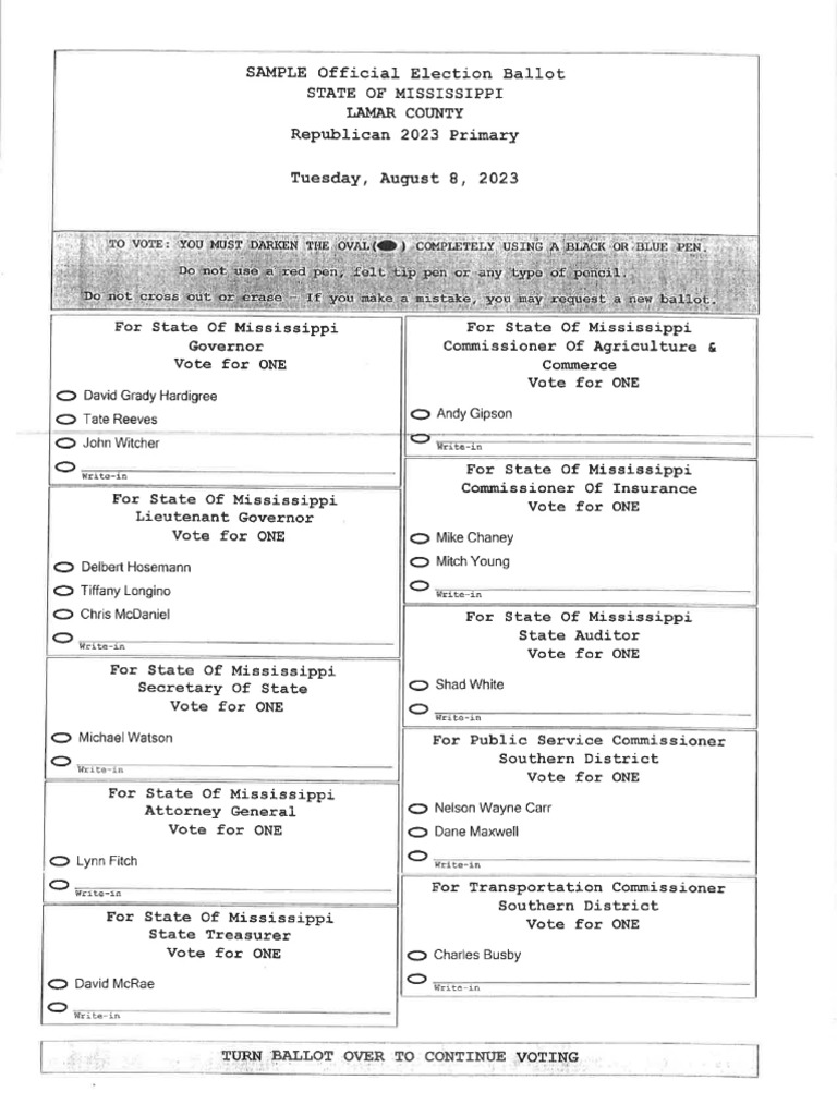 Lamar County - Republican Sample Ballot | PDF