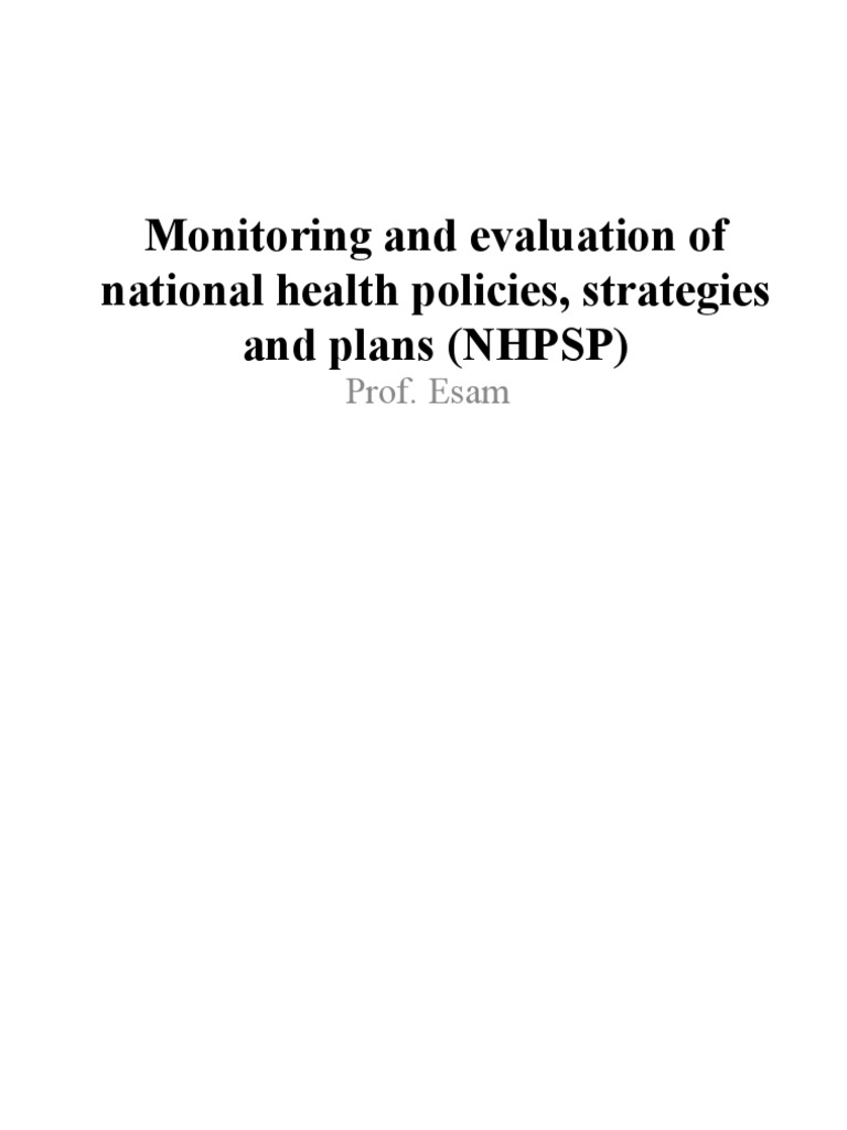 NHPSP Monitoring and Evaluation Guide | PDF | Evaluation | Policy