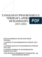 Tanggapan PWM Bengkulu Terhadap Laporangan PP Muhammadiyah 2015-2022