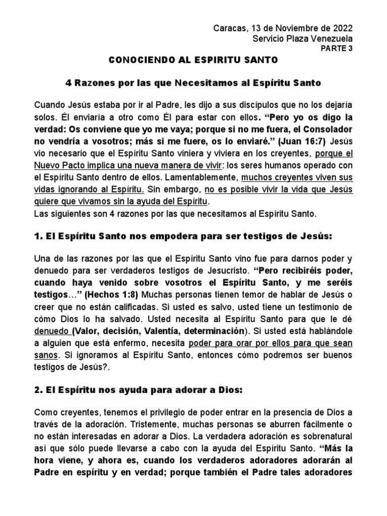 4 Razones Por Las Que Necesitamos Al Espíritu Santo | PDF | La unción ...