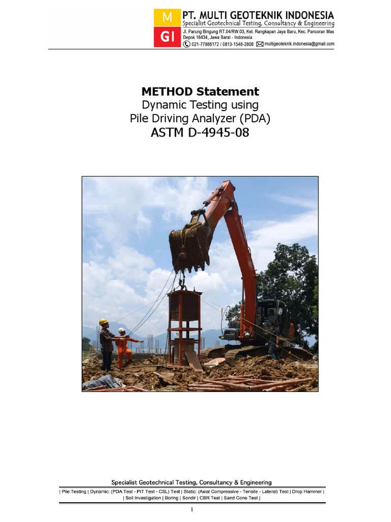 Method Statement PDA Test MGI (Drop Hammer Borepile PDF