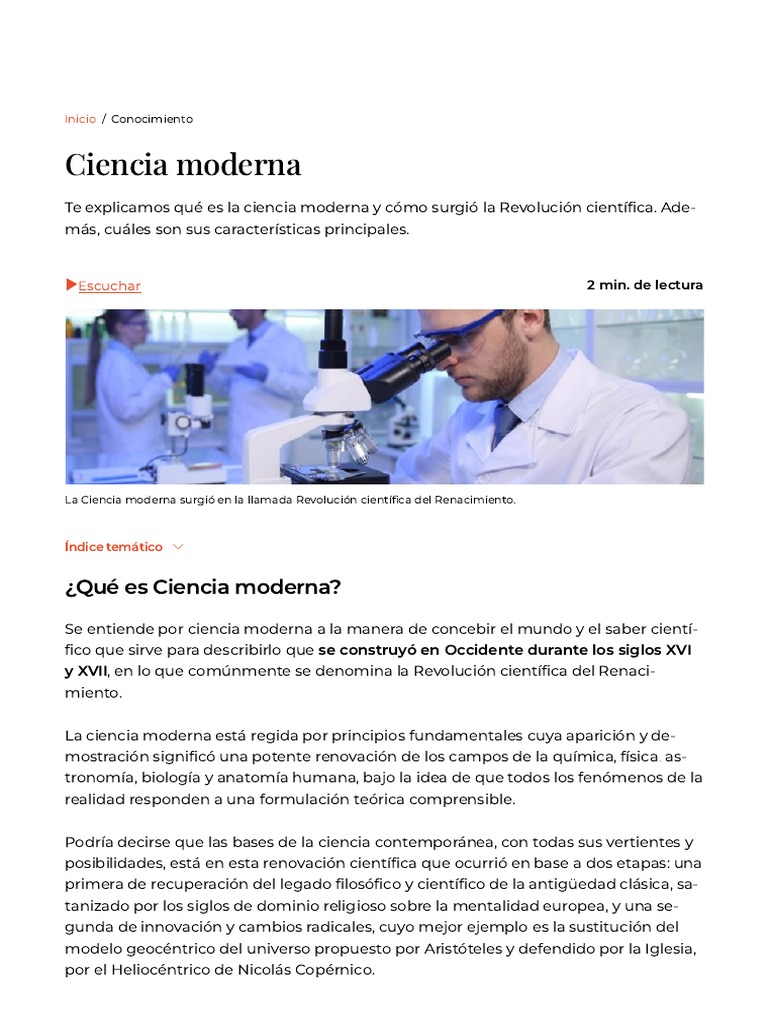 Características de la Ciencia Moderna | PDF | Science | Revolución ...