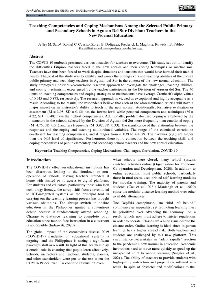 Teacher Coping Strategies in New Normal Education | PDF | Teachers ...