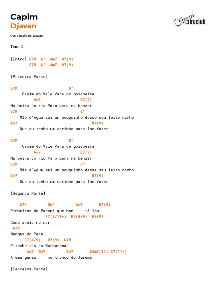 Cifra Club Djavan Capim PDF