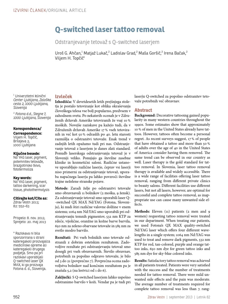 Q Switched Laser Tattoo Removal Pdf