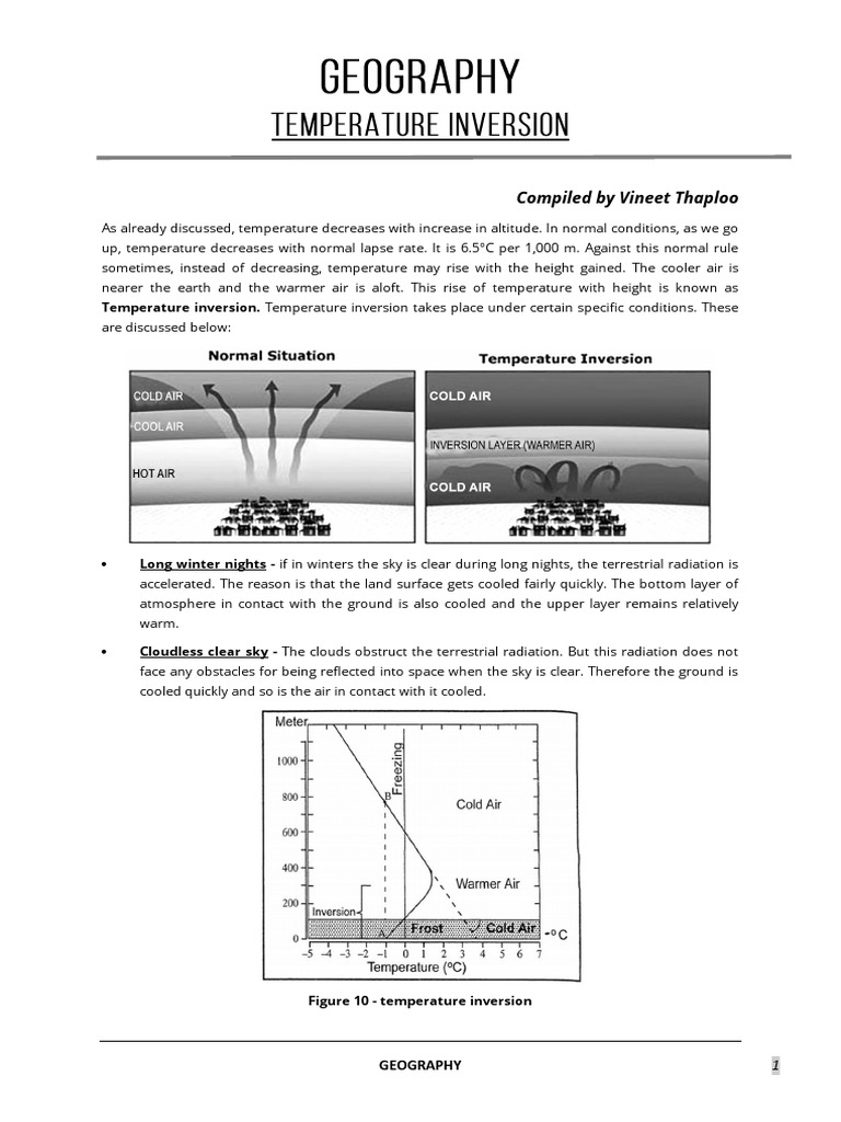 Understanding Temperature Inversion | PDF | Atmosphere Of Earth | Cloud